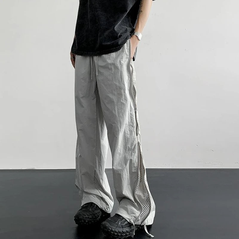Threebooy Spring Summer Zipper Breathable Loose Trousers Man Fashion Casual Luxury Baggy Designer Techwear Emo Cheap Cargo Pants for Men