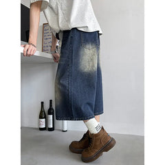 Threebooy  Loose Fit Cropped Jeans Elastic Drawstring Waist Stretch Denim Casual Wear Comfort Men Baggy Denin pants man  Fashion Trendy