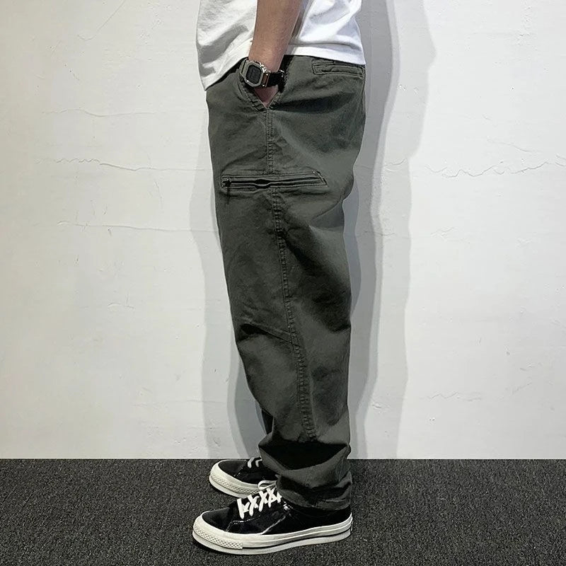 Threebooy Spring and Autumn Loose Solid Color Men's Cargo Pants Luxury Fashion Street Techwear New in Cheap High Quality Male Trousers