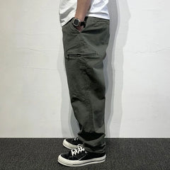 Threebooy Spring and Autumn Loose Solid Color Men's Cargo Pants Luxury Fashion Street Techwear New in Cheap High Quality Male Trousers