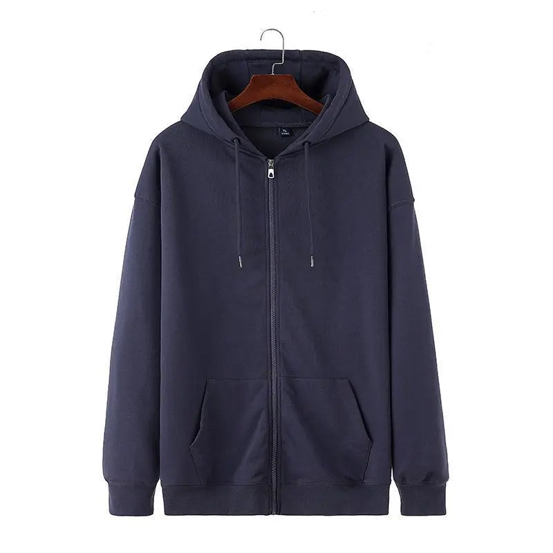 Threebooy Trendy Brand Burgundy Hooded Sweatshirt Spring and Autumn 2025 Men and Women Solid Color Zipper Cardigan Retro Top Men Ins Trend