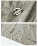 Threebooy Men's Waist Coats 2 Pcs Sets Sleeveless Hooded Jackets Summer Male Pleating Cargo Pants Safari Style