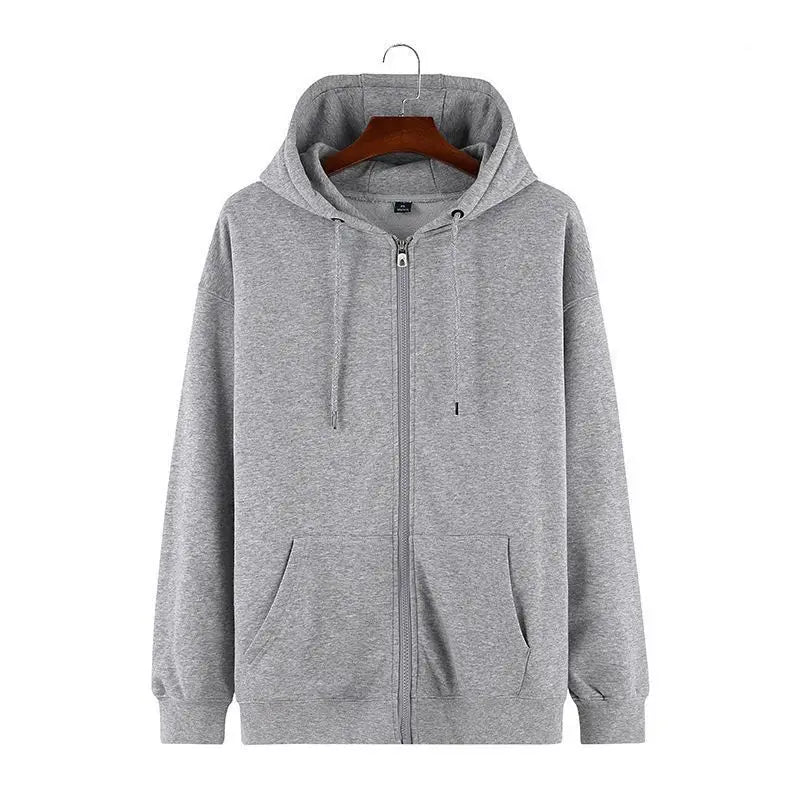 Threebooy Trendy Brand Burgundy Hooded Sweatshirt Spring and Autumn 2025 Men and Women Solid Color Zipper Cardigan Retro Top Men Ins Trend