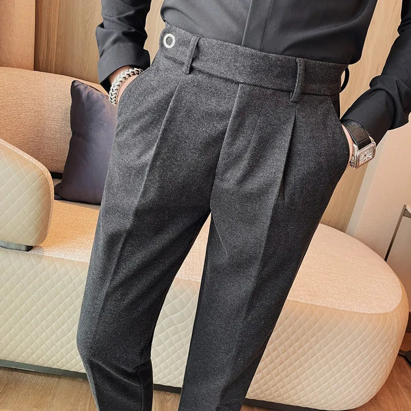 Threebooy  Men's Spring High Quality Business Suit Pants Male Slim Fit Fashion Solid Color Casual Dress Trousers 29-38