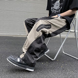 Threebooy Techwear Parachute Cargo Pants Men Patchwork Zipper Loose Casual Trousers Male Summer Streetwear Hip Hop Spliced 5XL