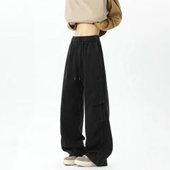 Threebooy Straight Leg Casual Pants Elastic Waist Drawstring High Quality Unisex Comfortable Trousers Men Women Trendy Outdoor Daily Wear