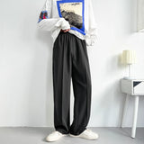 Threebooy Summer Thin Pants Men Fashion Gray Black Casual Ice Silk Pants Men Streetwear Korean Loose Straight Wide Leg Pants Mens Trousers