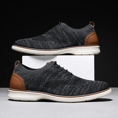 Threebooy  Men's Business Casual Shoes Lightweight Anti-slip Soft Bottom Wide Bottom Lace-Up Breathable Comfortable EVA Insole round Toe