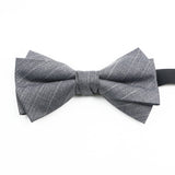 Threebooy Fashion Design Mens Wool Bowties High Quality Grey Khaki Striped Plaid Handmade Butterfly For Wedding Party Dinner Cravat Gift