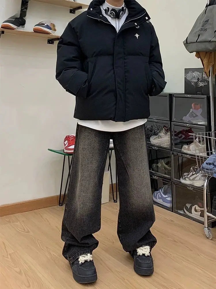 Threebooy American Retro Texture Parkas Matte Stand Collar Bread Jacket Cotton Coat Korean Winter New Women Loose Padded Jacket