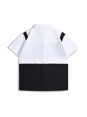Threebooy American Retro Racing Suit Short-sleeved Shirt Men Korean Version 2025 New Fashionable High-end High-art Motorcycle Style Top