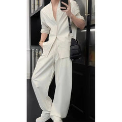 Threebooy Blazer Suit New Simple High-end Fashion Set Men's Trendy Loose Versatile Cardigan Jacket Casual Pants Two-piece Set Chic