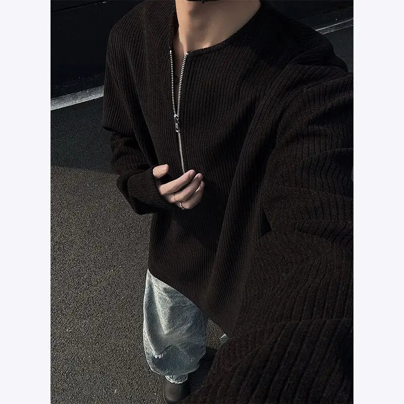 Threebooy American Half-Zip Henley T-Shirt Men's Spring Autumn Long Sleeve Underwear Tough Guy Outfit Hoodie