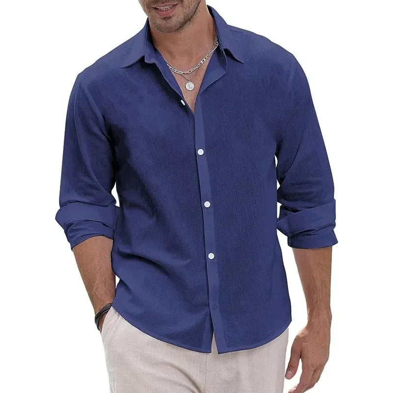 Threebooy  Men's Treasure Shirt Breathable Cotton Texture Versatile Business Casual Switch Show Fashion Autumn Must Choose