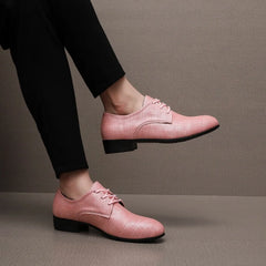 Threebooy  Men Derby Shoes PU Multi Color Coarse Heel Trendy Business Casual Men Shoes Size 40-50