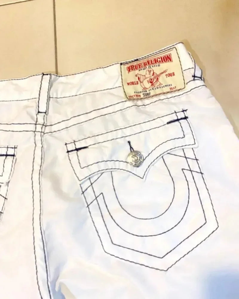 Threebooy American Hiphop Wide Leg Denim Shorts Men and Women Models Straight Loose High Street Pants Summer Y2k Cargo Shorts Men Pants