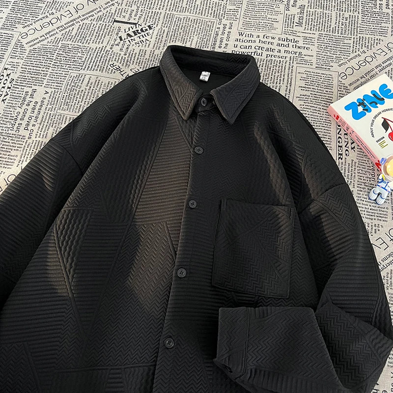 Threebooy Autumn Japanese Style Oversized Harajuku Shirt Men Casual Loose Blouse Plus Size 5XL-M All Match Fashion Streetwear Male Clothes