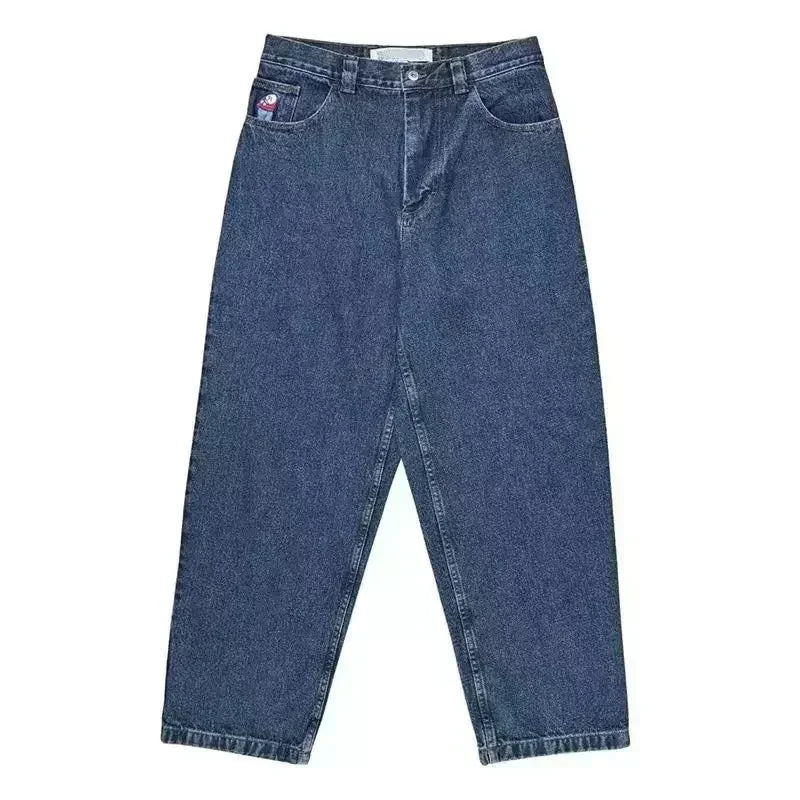 Threebooy Vintage BIGBOY loose simple embroidered denim pants new streetwear wide leg loose denim pants fashionable straight pants