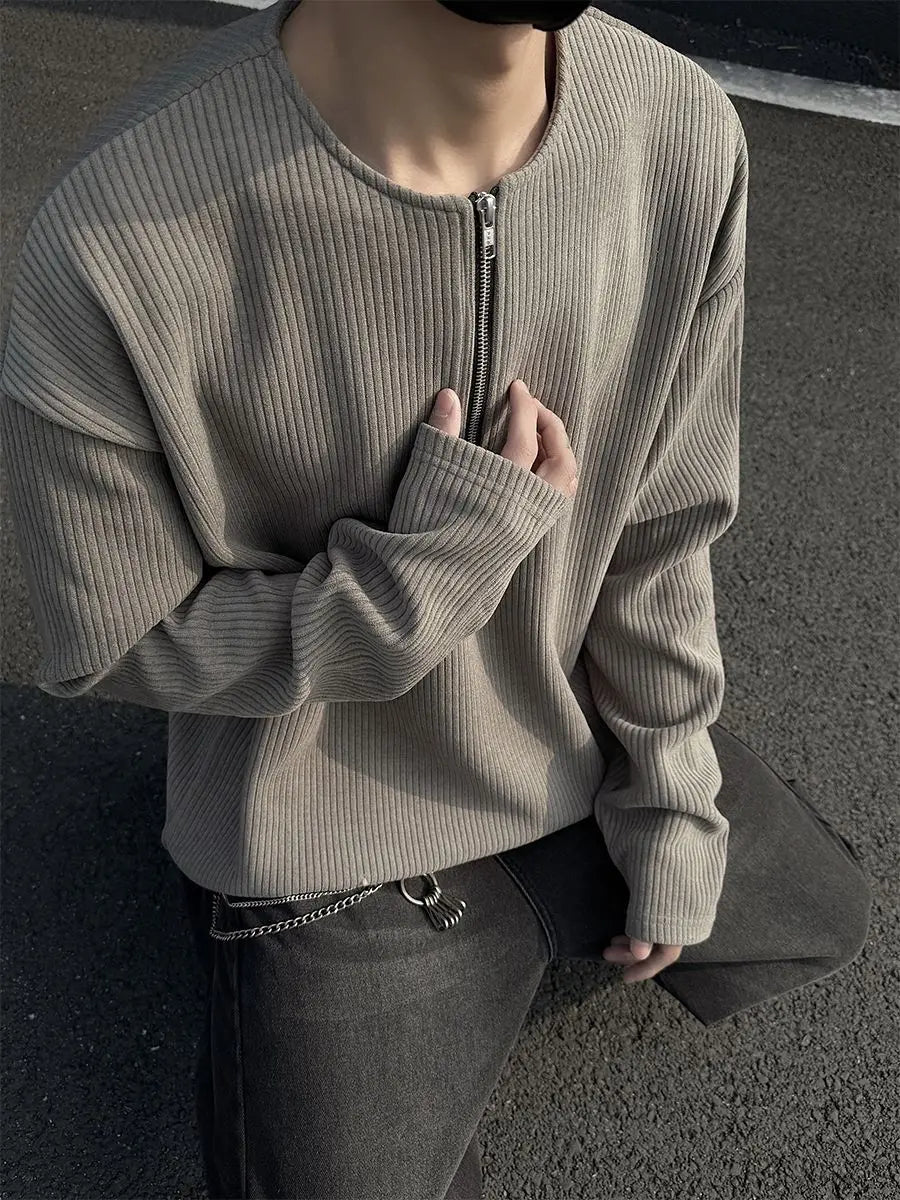Threebooy American Half-Zip Henley T-Shirt Men's Spring Autumn Long Sleeve Underwear Tough Guy Outfit Hoodie