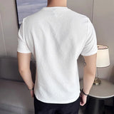 Threebooy Korean Style Men's Summer High Quality Casual Short Sleeve Knitted T-shirt/Male Slim Fit Fashion Ice Silk V-neck T-shirt S-4XL