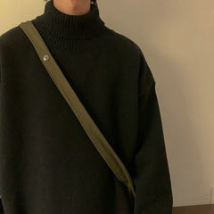 Threebooy  Turtleneck Men's Sweater Autumn New Knitted High Neck Pullover Streetwear Comfortable Fitness Tops Clothing Knitwear