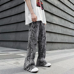 Threebooy Casual Ice Silk Mopping Pants Men Four Seasons Fashion Sports Trousers Thin Printed Loose Pants Straight Wide Leg Pants Oversize