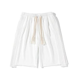 Threebooy Solid Loose Shorts Thin Summer Sports Thousand Pleated Straight Wide-leg Casual Pants Oversized 5-point Pants Men's White Orange