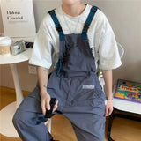 Threebooy Japanese functional wind overalls overalls men's streetwear design sense summer thin loose straight casual pants Overalls