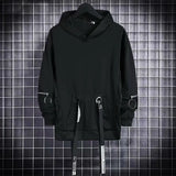 Threebooy Black Men's Hoodies Goth Sweatshirt Hood Autumn Techwear Gothic Darkwear Hoodie Sweatshirts Streetwear Hip Hop Harajuku