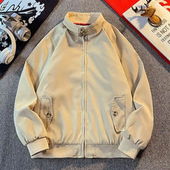 Threebooy  Spring and Autumn American Retro New Workwear Casual Men's Stand Collar Loose Motorcycle Jacket