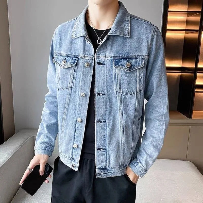 Threebooy  Plus Size Button Denim Jackets Man Casual Designer Joker Fashion in Lowest Price Korean Popular Clothes New Cowboy Coat for Men