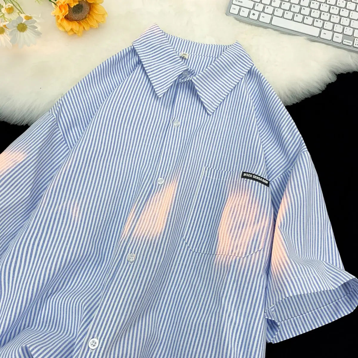 Threebooy  Japanese Striped Fashionable Short-sleeved Shirt Men Summer Thin Fashion Loose and Versatile Student Casual Shirt Aesthetic