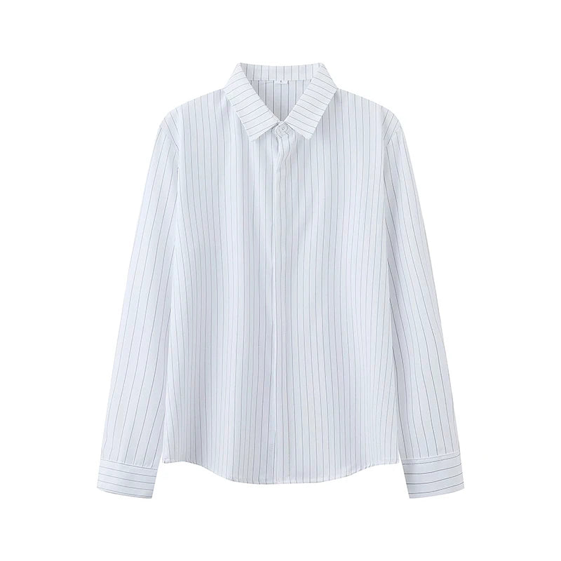 Threebooy  New Naples Business Men Shirts Light Luxury Textured Lapel Striped Long Sleeve Cardigan Leisure Premium Commuter Blouse S-4XL