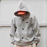 Threebooy Hooded Jackets For Men Classic Solid Color Hoodie Women Sweatshirt Coat Couple Retro Cardigan Outwear Fashion Men Clothes