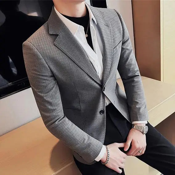 Threebooy  Luxury Men's Casual British Business Formal  Trendy Handsome Single Suit High-End For Wedding Groom Business Prom