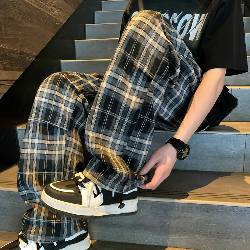 Threebooy Summer Plaid Pants Men S-3XL Casual Straight Trousers for Male/Female Harajuku Hip-hop Pants