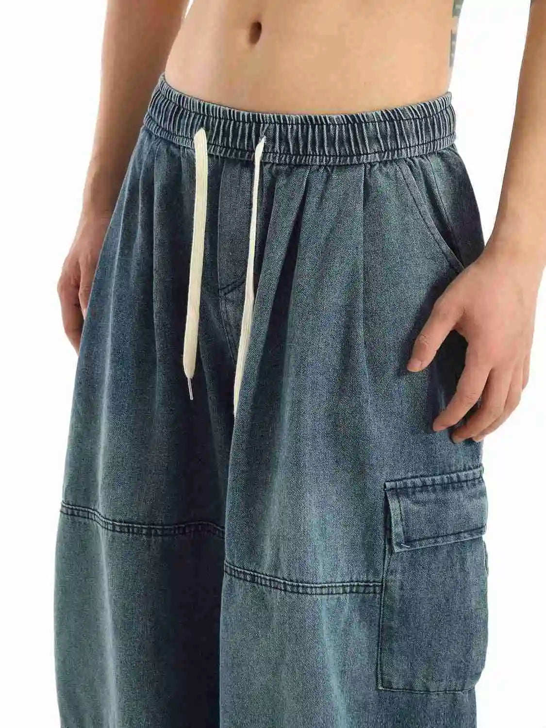 Threebooy Y2k Black Baggy Cargo Jeans Trousers Men Streetwear Casual Hippie Jogging Wide leg Oversize Old Money Vintage Denim Pants