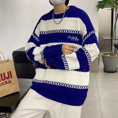 Threebooy Y2k Vintage Sweater Men Winter Simple Loose Knitted Sweater Japanese Harajuku Hip Hop Streetwear Women Knitwear Pullovers