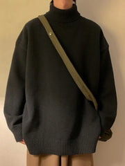 Threebooy  Turtleneck Men's Sweater Autumn New Knitted High Neck Pullover Streetwear Comfortable Fitness Tops Clothing Knitwear