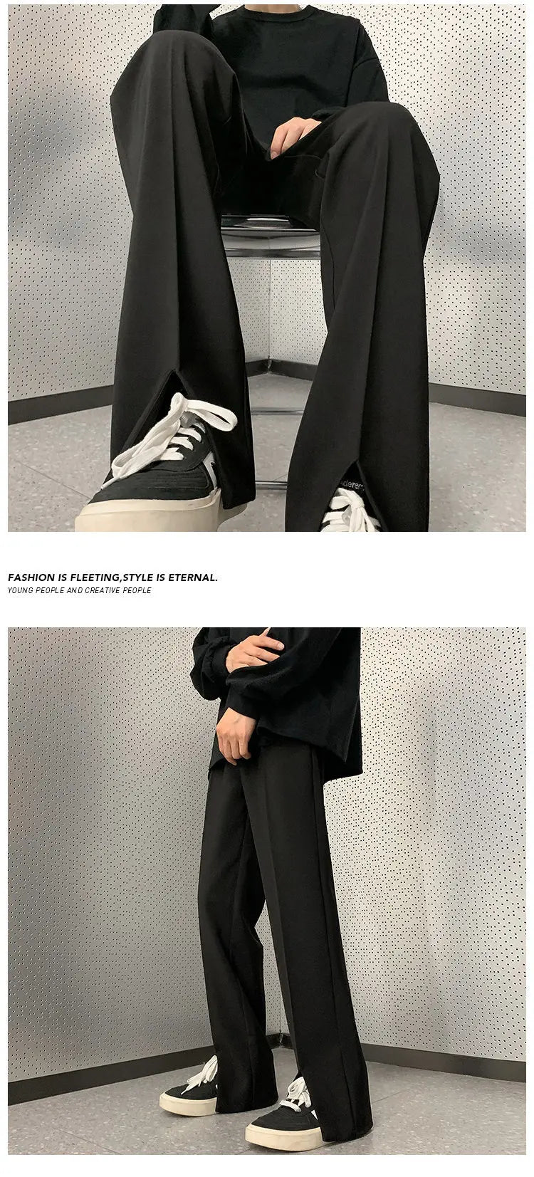 Threebooy Grey Suit Pants Men Fashion Society Mens Dress Pants Korean Loose Straight Pants Mens Office Formal Trousers M-3XL