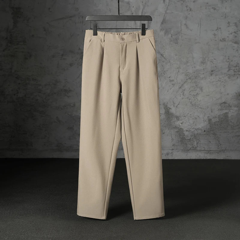 Threebooy  New Japanese Retro Male Suit Pants Light Luxury Straight Draped Button-down Business Casual Pants Premium Slim Elegant Trousers