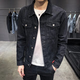 Threebooy Autumn Slim Men Denim Jacket Stretch Retro Motorcycle Punk Streetwear Fashion Skateboard Youth Jeans Jacket Plus Size 5XL