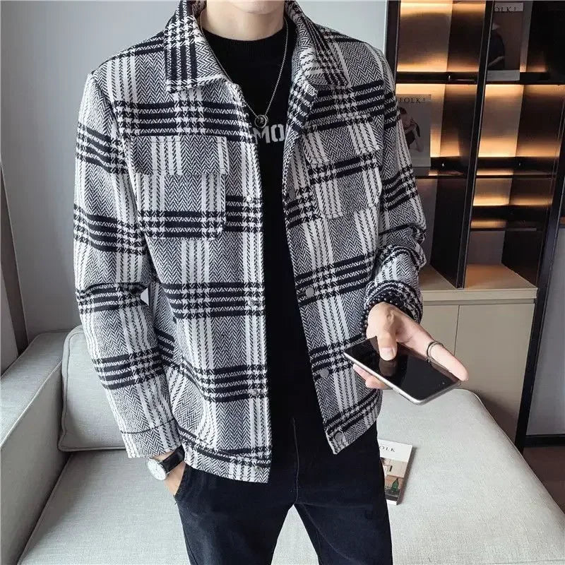 Threebooy Male Coats Slim Fit New In Men's Wool & Blends Jackets Clothing Fashion Aesthetic High Quality Original Brands Harajuku Y2k