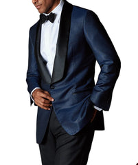 Threebooy  Men's Suit 2 Pieces Blazer Black Pants One Button Sheer Lapel Business Work Wear Slim Fit Formal Wedding Groom