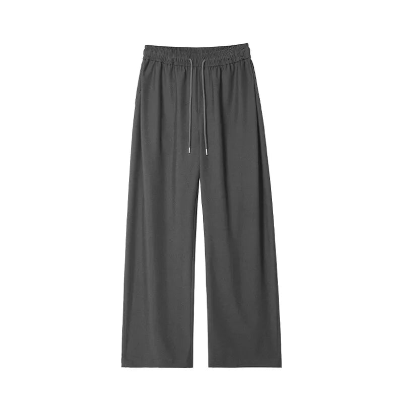 Threebooy new Spring Summer Fashion Casual Pans For Men Streetwear Solid Color wide Pants Elastic Waist Wide Leg Men's Joggers