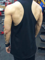 Threebooy  American Style Hard Man Pure Cotton Tank Top Muscle Men U Shaped Large Collar Sleeveless T Shirt Iron Training Sports Shoulde...