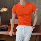 Threebooy Hot Sale Solid Slim Fit Tee Shirt Homme Casual Simple Round Collar Short Sleeve Fitness T-Shirts Men Clothing Plus Size 4XL