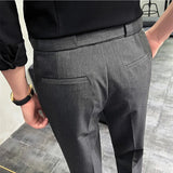 Threebooy Spring Men Pants Korean Slim Fit Men Casual Ankle Length Pants Streetwear Men High Quality Black Gray Dress Suit Pant Man