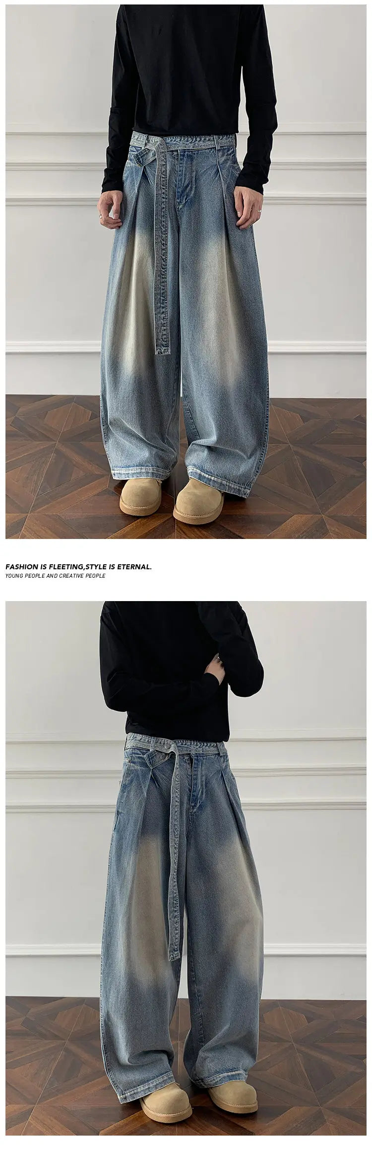 Threebooy Jeans men Wash Light Blue Relaxed Fit 2025 New Arrival High Quality Distressed Denim Pants Men Streetwear Fashion Youth Casual