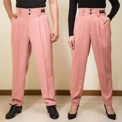 Threebooy  Men Latin Dance Pants High Waist Pocket National Stand Dance Small Feet Training Suit Dance Pants